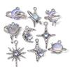 5pcs New Star Moon Enamel Charms Blue Fashion Style Pendants For Making DIY Handmade Findings Accessories Necklace Jewelry