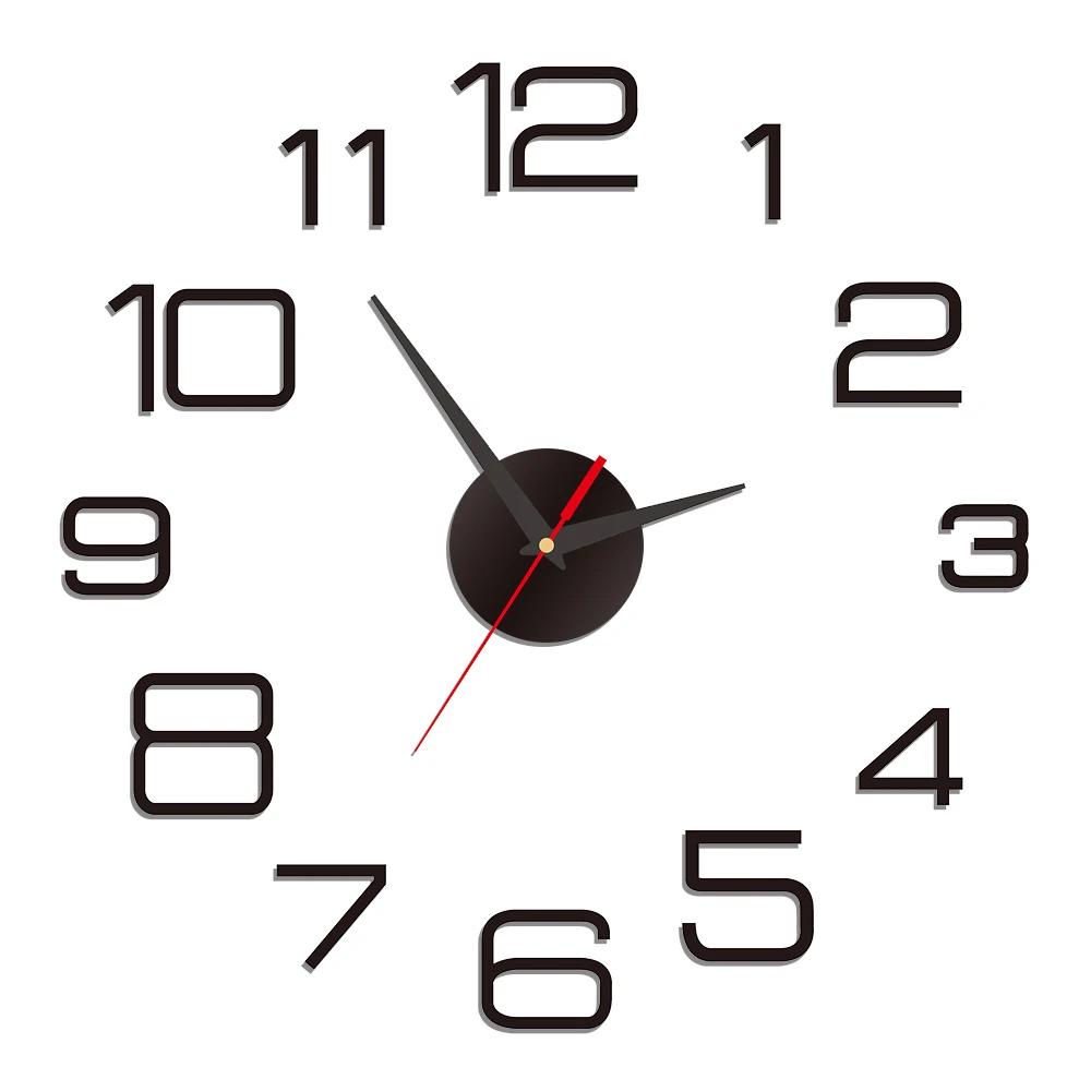 3D Wall Clock Acrylic Frameless Digital Clock Mirror Wall Sticker For DIY Living Room Bedroom Office Decorations Hanging Watch