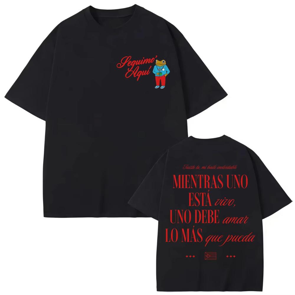 Rapper Bad Bunny Merch T-shirt Fashion Hip Hop Pop Music Short Sleeve T-shirt Men's Women Casual Loose Cotton T Shirt Streetwear