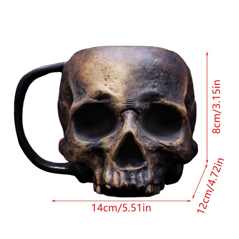 17 oz Živicový pohár na pivo s lebkou, Viking Warrior Hrnček Tankard s lebkou, Stredoveký hrnček na nápoje s lebkou na kávu/nápoje/džús