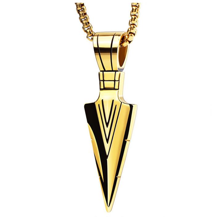 Men Titanium Steel Pharaoh Spear Necklace Hip Hop Bold Collarbone Chain Personality Pendant Sweater Chain