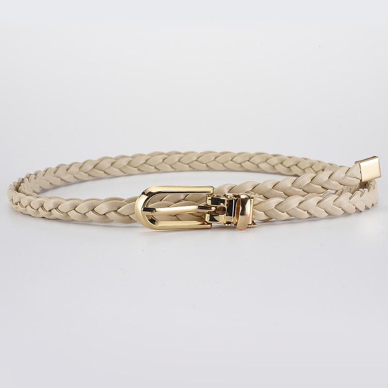 Leather Braided Thin Belt For Woman Dress Shirt Decorative Waist Strap  Pin Buckle Female Waistband Ladies Waist Rope