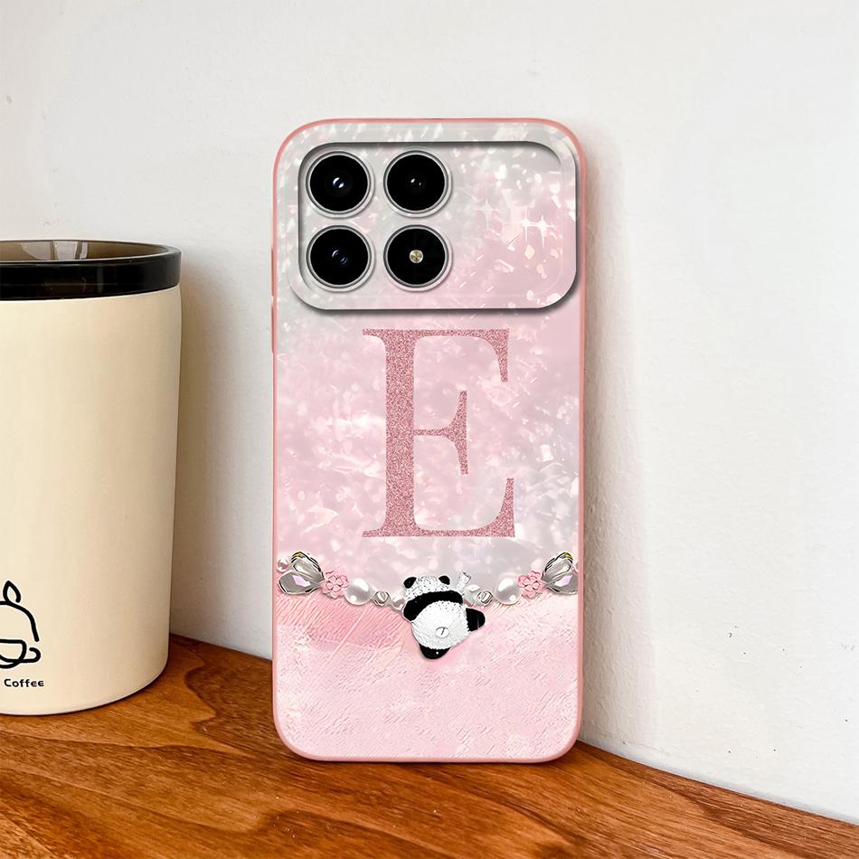 Phone Case For Redmi K90 / K90 Pro Max Cute Panda Letters Soft Smooth Liquid Silicone Funda For Redmi K 90 Full Protection Cover