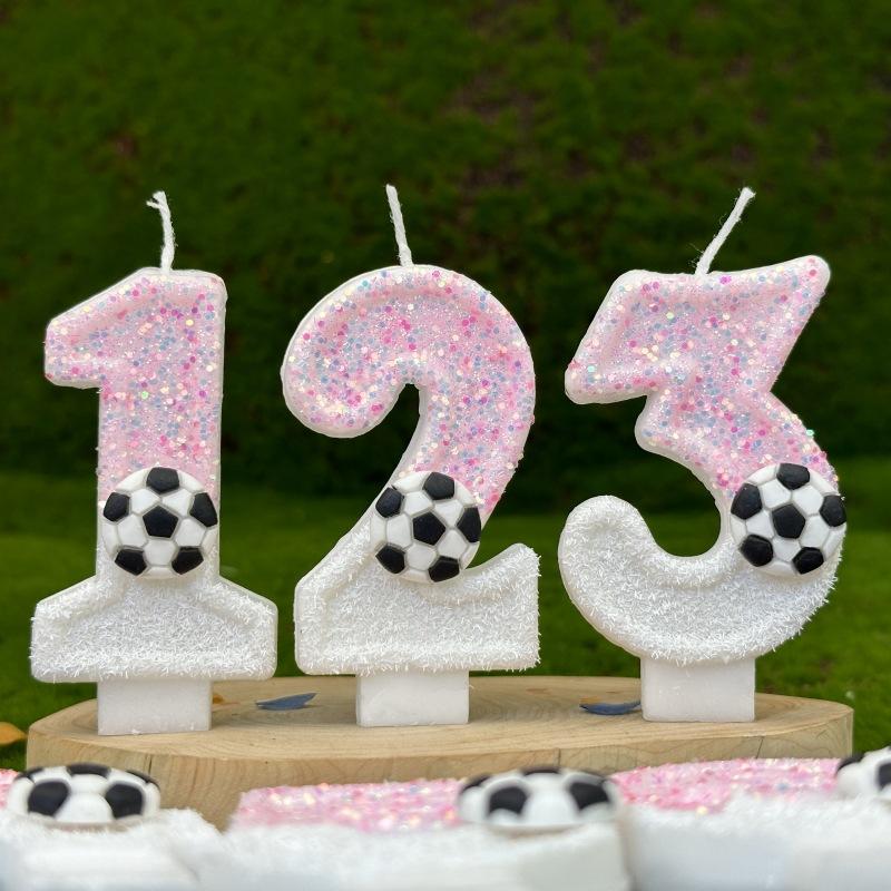 Sports Football Chiffres Bougies d'Anniversaire Décoration de Fête Bougies d'Anniversaire Faites à la Main