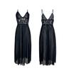 Plus Size Sexy Mesh Lace Nightgown High Slit Long Cami Multi-Color Loungewear 681 Inclusive Stylish Sleepwear Designed for Curvy Body Types
