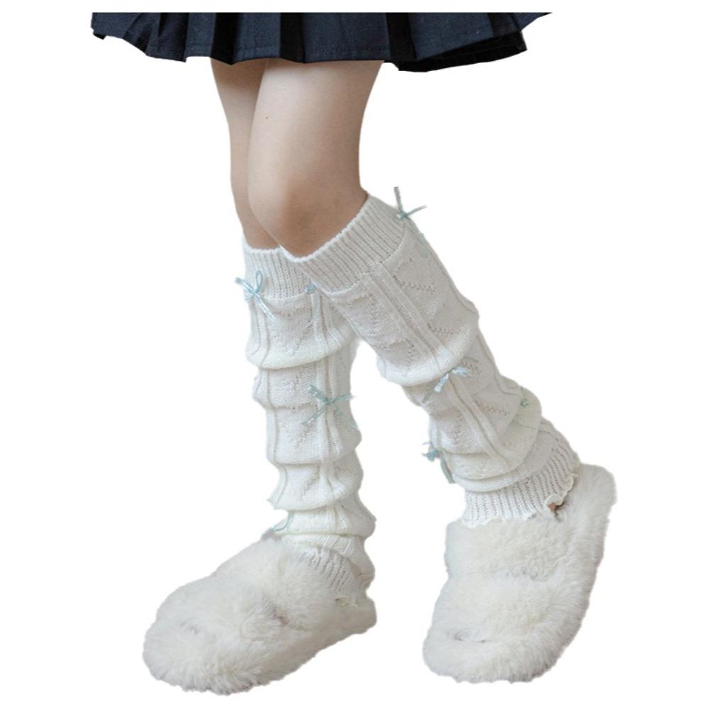 Einfarbige Beinstulpen Schleifenband Lolita-Stil Socken Kinder Fußwärmer Herbst Winter Saison