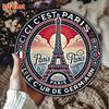 2D Paris Eiffel Tower Metal Sign French Romantic Decor for Home