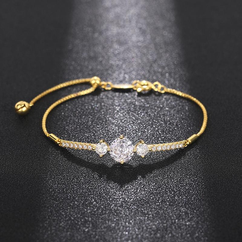 CAOSHI Bracciale Delicato Regolabile per Donna Disponibile in Due Colori Zirconia Cubica Gioielli Indossabili Quotidiani Accessori Brillanti per Feste