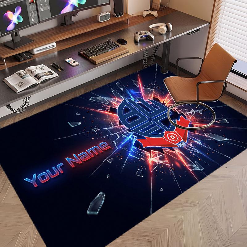 Custom Rug Bolton Wanderers FC Pattern Print Name Text Soft Non‑Slip Floor Carpet for Home Indoor Decoration