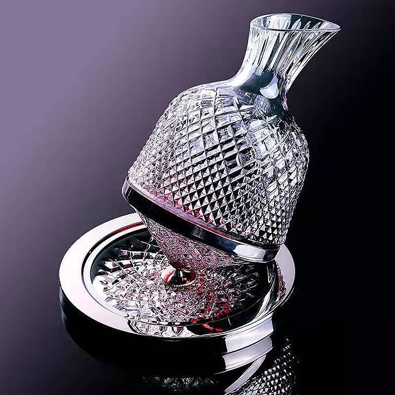 High Grade  Glass 360 Rotating Decanter Tumbler 1500Ml Decanter Wine Dispenser Aerator Mirror Jug Gift Bar Decoration