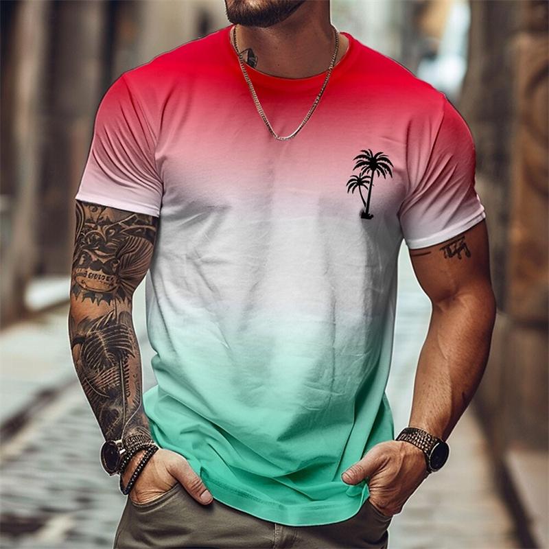 Urlaubs-Verlaufs-T-Shirt Herrenbekleidung Hawaii-Stil Lässig Trend Kurzarm-T-Shirts Sommer Lustige Herren-Tees Tops Größe XXS-6XL