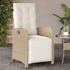 Vidaxl Folding Garden Chair with Footrest, Beige Poly Rattan
