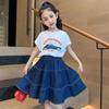 Falda vaquera de línea A para niñas - Estilo de verano para edades 12-15