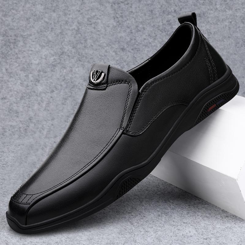 Genuine Leather Man Slip On Footwear Comfy Man Formal Shoes Wedding Party Mens Dress Flats Breath Driving Lazy Loafers Moccasins
