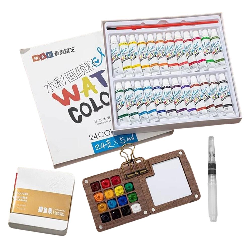 8/15 Farben Tragbares Reise-Gouache-Paletten-Set Mini Walnuss-Farbkasten Künstler-Gouache-Farbpalette Skizzenbuch Kunstbedarf