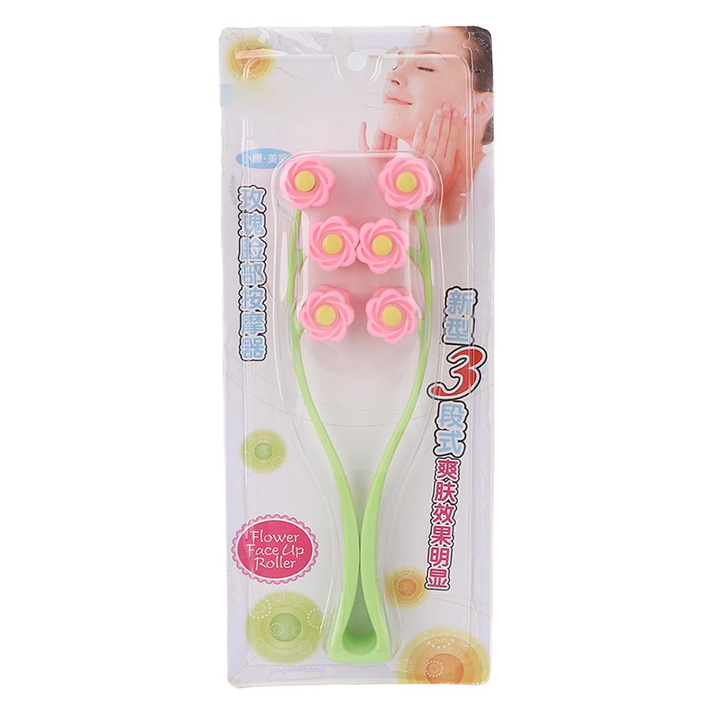 Face Roller Multiple Rollers Concave Convex Particles Comfortable Handle Multiple Rollers V Shaped Face Massager