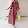 Solid Oversized T Shirt Dress for Women Korean Fashion Split Long Maxi Dresses Summer Short Sleeve Beach Sundress