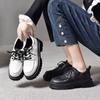 Retro Fashion New Muffin Heel Round Head Leather Shoes