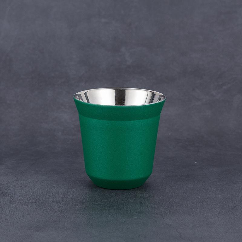 304 Stainless Steel Double-Layer Coffee Cup Insulated Tea Cup Beer Cup Painted Espresso Cup Outdoor Portable Capsule Coffee Cup