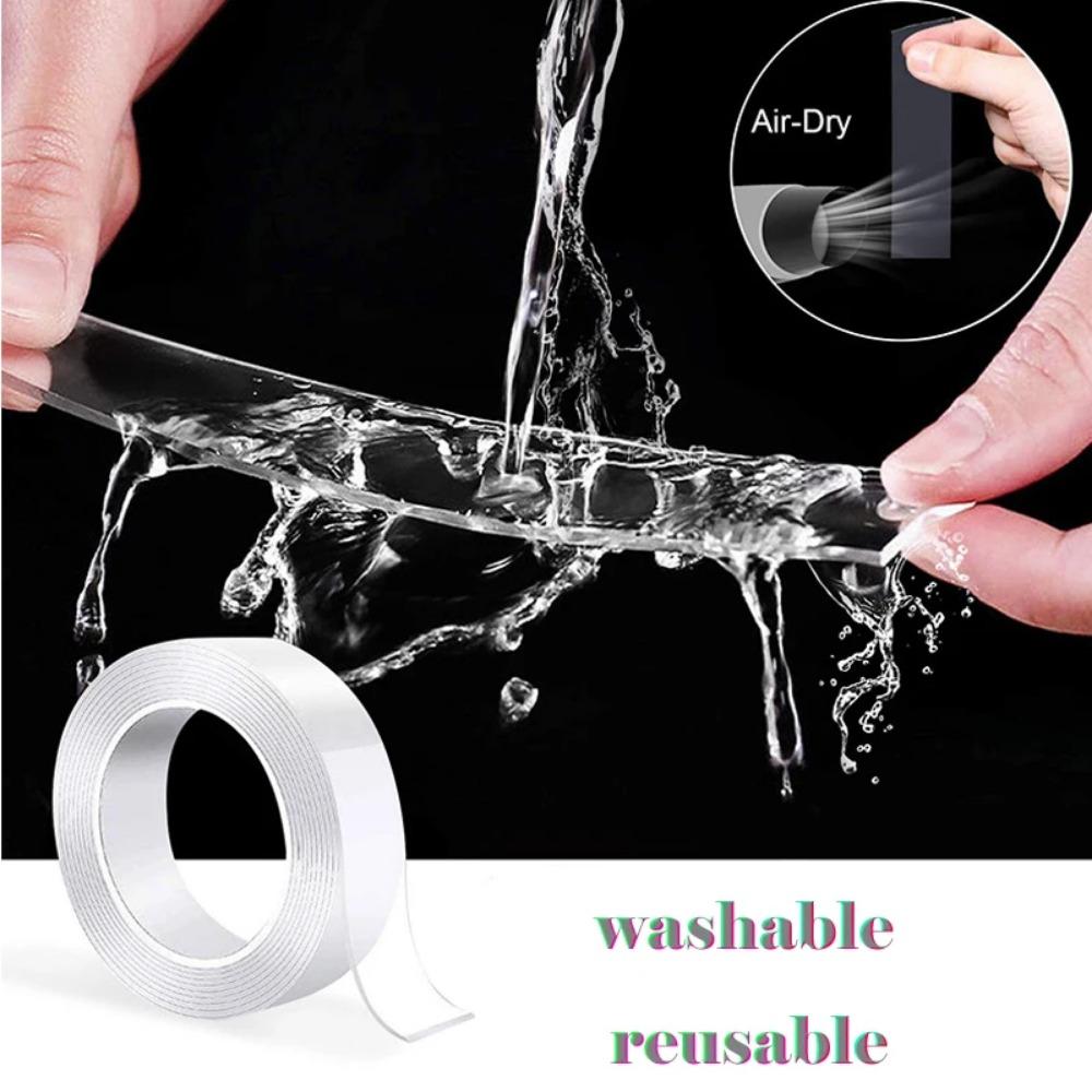 1/2/3/5M Nano Tape Double Sided Tape Transparent Reusable Waterproof Adhesive Tapes Cleanable Kitchen Bathroom Supplies Tapes