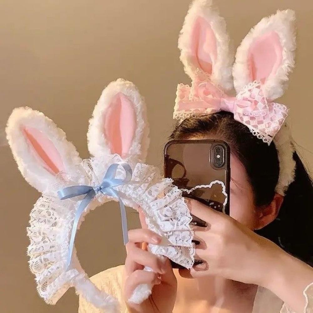 Easter Plush Rabbit Ear Headband Women Girl Hair Hoop Washing Face Headwear Lolita Cosplay Hair Accessories Party Props Hairband