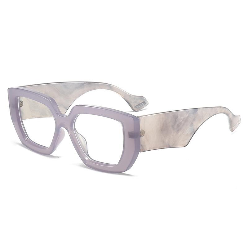 Trendige Oversized-Quadratbrille mit dickem Rahmen für Damen und Herren, Bunt, Breite Bügel, Brillen, Grün, Optisch, Transparente Gläser