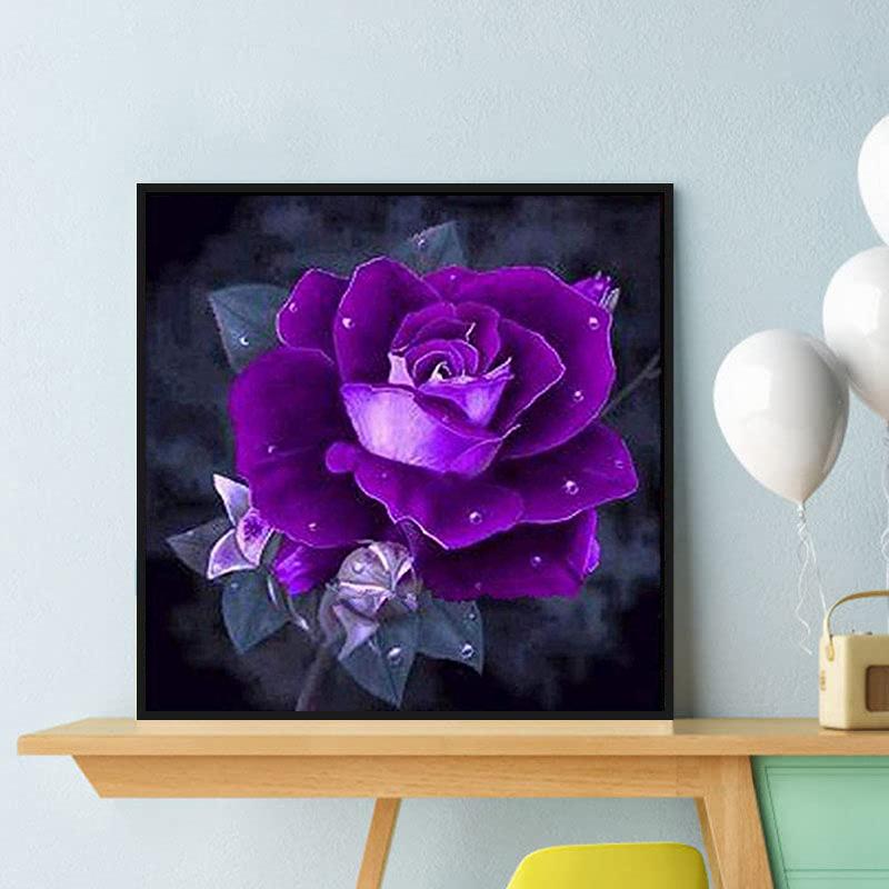5D Diy Diamond Painting Purple Rose Diamond Embroidery Full Lay Anime Cross Stitch Kits Home Decor Handmade Gift