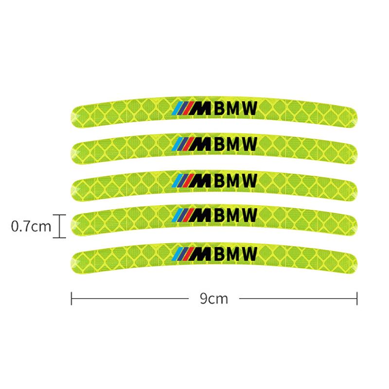 KYLZ4 20pcs/set Car Wheel Hub Reflective Strip Sticker For BMW G20 G32 X1 X2 X3 X5 X4 X6 X7E46 E90 E60 F30 F10 G30 Accessories