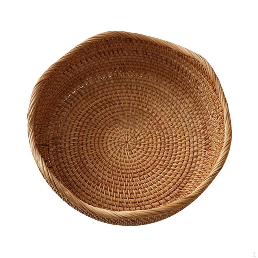 Desktop Woven Basket for Kitchen Use with Fruits and Bread