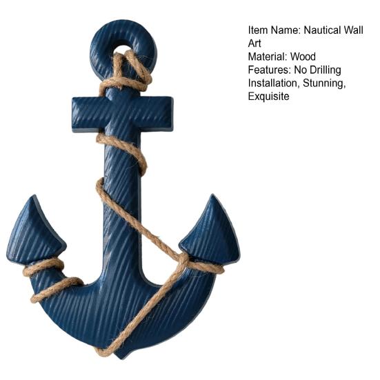 13 Inch Rustic Nautical Wooden Wall Art with Rope Coastal Beach Theme Wall Decor Handcrafted Wall Hanging Ornament for Living Room Bedroom Entryway