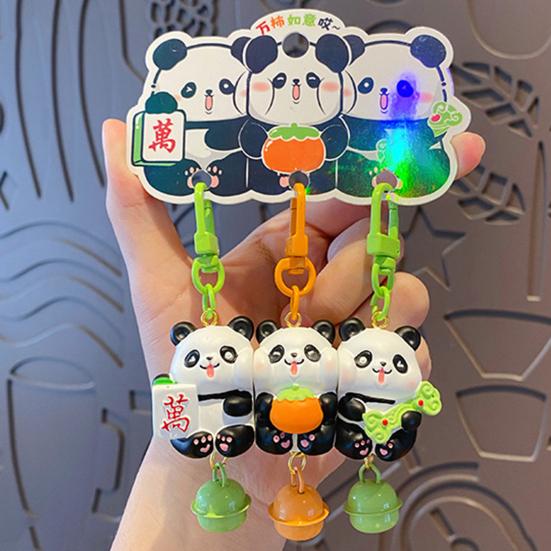 3Pcs Keychain Magnetic Mahjong Panda Doll Good Luck Charm Key Chain Backpack Bag Handbag Accessories