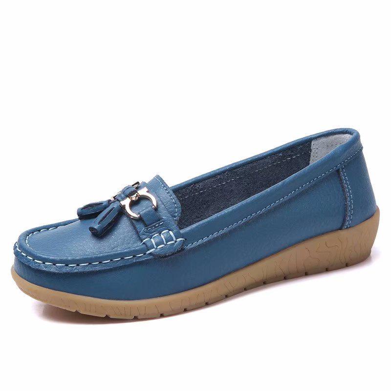 Women Leather Falt Shoes Soft Soles Breathable Loafers Mom Gifts Femmes Mocassins Slipper