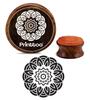 Printtoo Carimbo de borracha redondo de madeira com padrão floral de mandala para artesanato e carimbos têxteis - 2