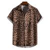 Luipaard Hawaïaans Sexy Bloemen Mannen Camisa Slim Fit Korte Mouw Feest Strand Casual Mannen Overhemden Voor Man Kleding Sociaal Retro