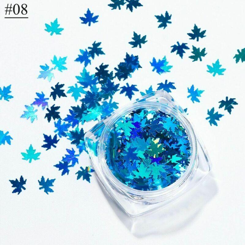 1 Box Holographic Nail Art Maple Leaves Flakes Sequins Slice Nail Decoration Manicure Accessory