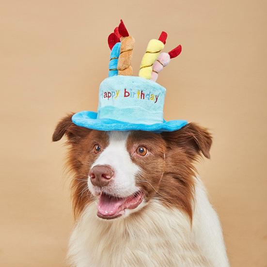 Pet Birthday Hat Cute Birthday Cake Dog Hat Plush Adjustable Birthday Hat for Small Medium Dogs Cats Party Accessory