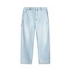 Li Ning Sports Lifestyle Series American Vintage Casual Simple Solid Color Early Spring Straight Leg Jeans Men Jeans Washed-Blue AJQV005-2