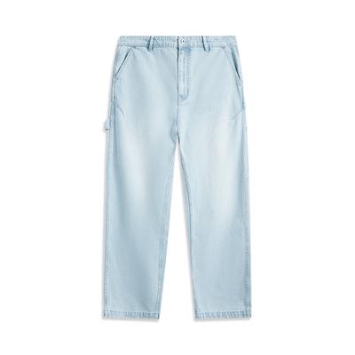 Li Ning Sports Life Collection Jeans Men's Washed Blue Denim AJQV005-2