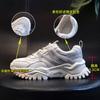 Leather Dad Shoes Women's Spring 2025 New Thick-soled Heightening Running Sports Shoes Women's Shallow Mouth Casual Versatile Women's Shoes