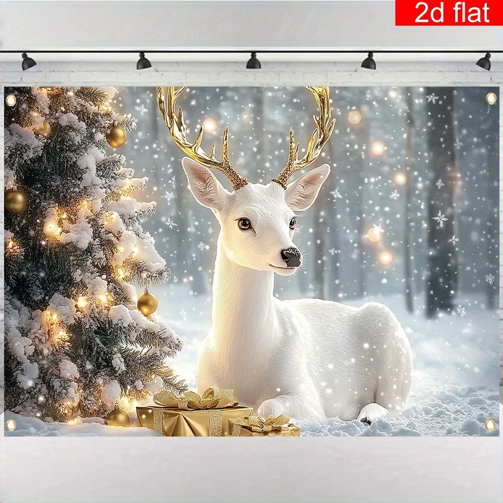 Christmas White Deer Snowflakes  Decoration Background Winter Photography Backdrop Decorations For Photo Studio Photo Booth Christams Party
