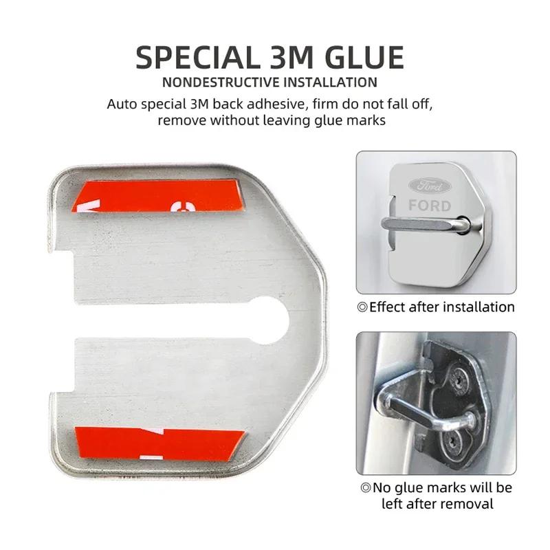 Car Sticker 2026 Ford 4pcs Door Lock Decoration Protection Cover Emblem Case For Ford Kuga Territory Focus RS Escort Fiesta Mond