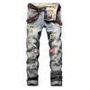 2024 Europese en Amerikaanse nieuwe jeans voor heren Slim Fit Straight Leg Badge Distressed Jeans