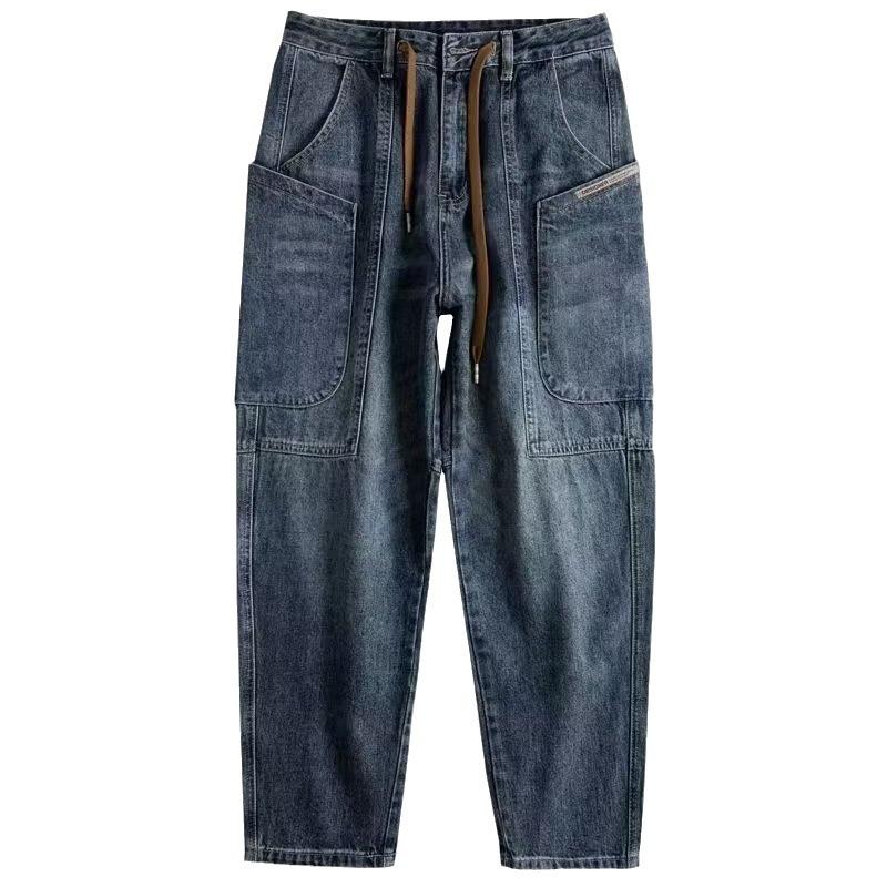 Herren Frühling und Herbst Retro Jeans Plus Größe Lockere Gerade Weite Beinhose