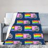 Cat Rainbow Pixel Nyans Blanket Fleece Winter Portable Super Warm Throw Blankets for Home Outdoor Rug Piece