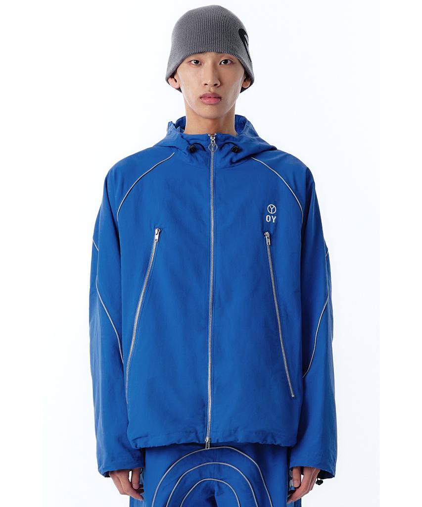 Openyard(Oy) Piping Zipper Hoodie Track Jacket-Blue