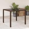 Garden Table with Glass Top Brown 90 x 90 x 75 cm Poly Rattan