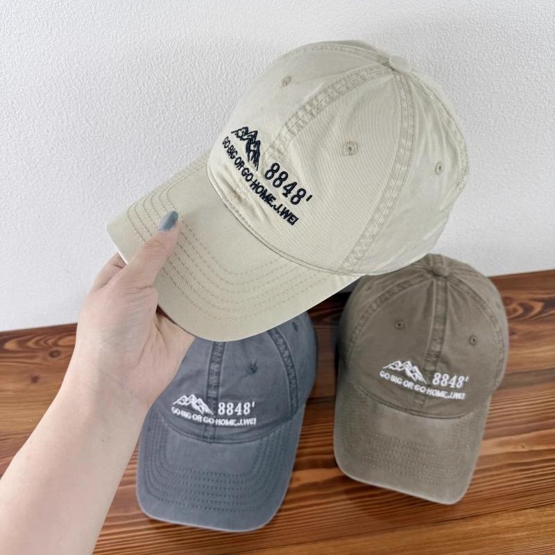 Show face retro small niche hat brim men's and women's soft top peaked cap korean hat curved cotton washed baseball