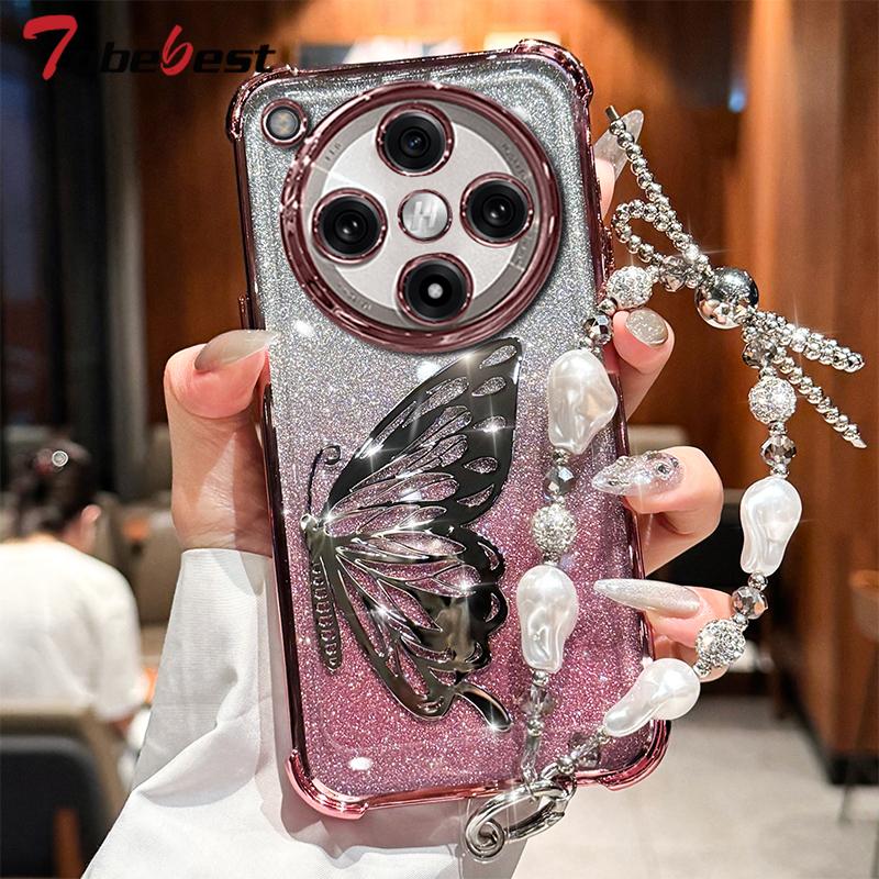 Laser Butterfly schokbestendige plating glitter armbandhoes voor OPPO Find X8 Pro X8S Plus X7 Ultra siliconen hoes
