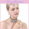 Luxury Water Drop Pendant Necklace With Pearl Tassel Earrings And Rhinestone Set For Women