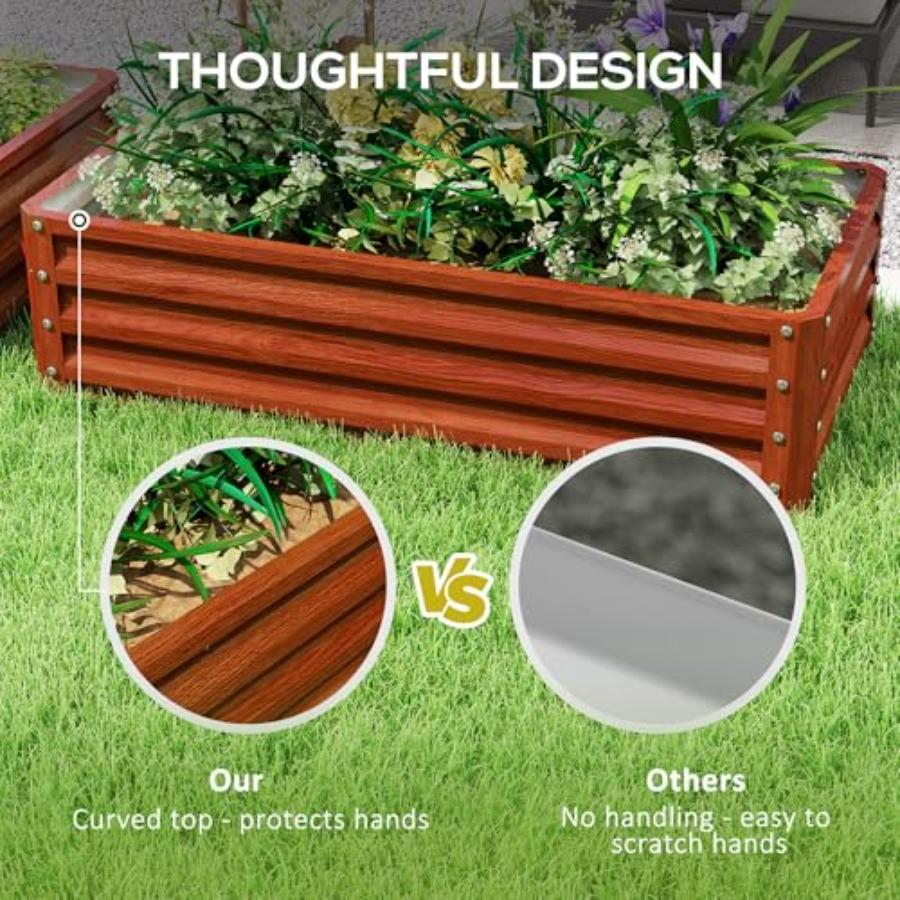Galvanized Raised Garden Bed 4' X 2' X 1' Metal Planter Box Brown for Growing Vegetables Flowers Herbs Succulents